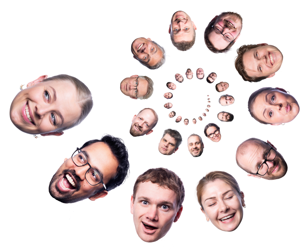 En spiral med hoder som minsker i størrelse jo lenger spiralen går innover